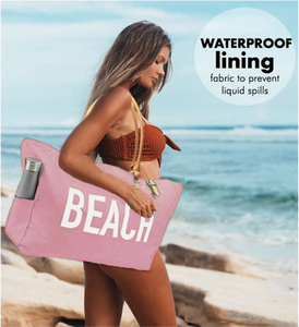 SALE: Set of 2 Beach Bags - (White and Pink)