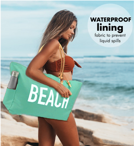 SALE: Set of 2 Beach Bags - (White and Green)