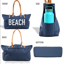 Load image into Gallery viewer, KEHO Large Canvas Shoulder Beach Bag - (Navy Blue)