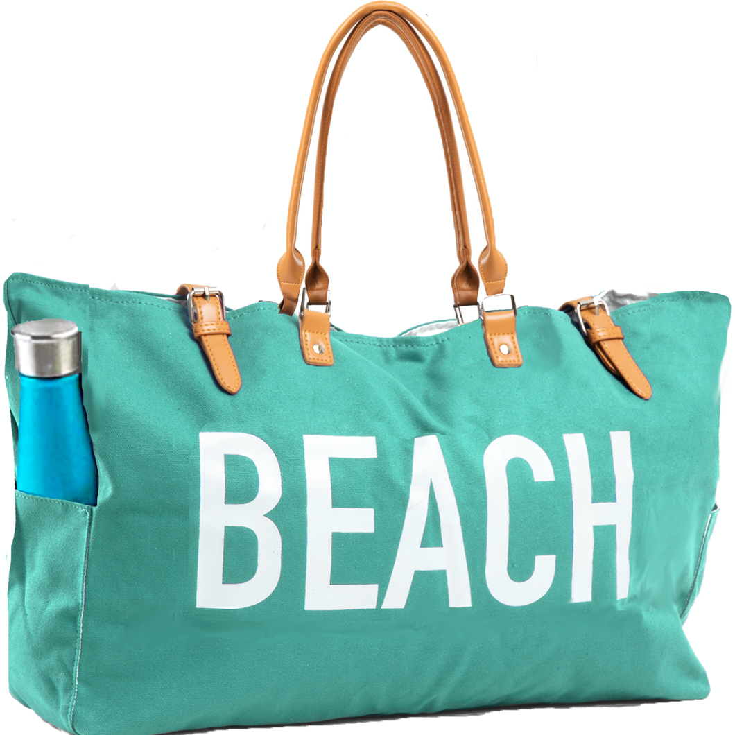 KEHO Large Canvas Shoulder Beach Bag Seafoam Green Keho Bags