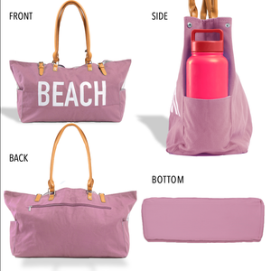 KEHO Large Canvas Shoulder Beach Bag - (Rose Gold)