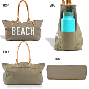 KEHO Large Canvas Shoulder Beach Bag - (Warm Sand)