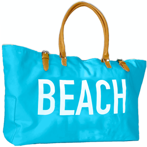 KEHO Large Canvas Shoulder Beach Bag - (Ocean Blue)