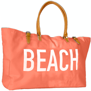 KEHO Large Canvas Shoulder Beach Bag - (Tangerine Orange)