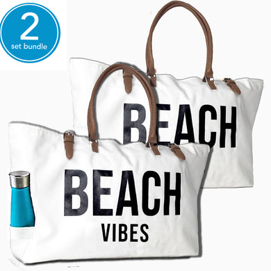 SALE: Set of 2 Beach Bags - (2 White)