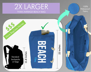 "Beach Vibes" - 100% Waterproof XXL Beach Bag with Rope Handles