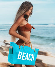 Load image into Gallery viewer, Keho Large Beach Bag &quot;Short Handle Tote&quot; - (Ocean Blue)