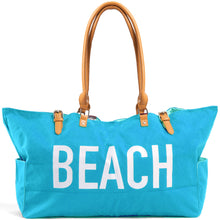 Load image into Gallery viewer, KEHO Large Canvas Shoulder Beach Bag - (Ocean Blue)