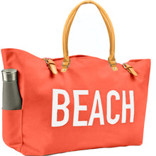 Load image into Gallery viewer, KEHO Large Canvas Shoulder Beach Bag - (Tangerine Orange)