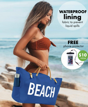 Load image into Gallery viewer, Keho Large Beach Bag &quot;Short Handle Tote&quot; - (Navy)