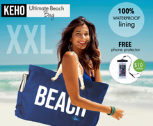 Load image into Gallery viewer, &quot;Beach Vibes&quot; - 100% Waterproof XXL Beach Bag with Rope Handles (Navy)