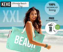 Load image into Gallery viewer, &quot;Beach Vibes&quot; - 100% Waterproof XXL Beach Bag with Rope Handles (Seafoam Green)