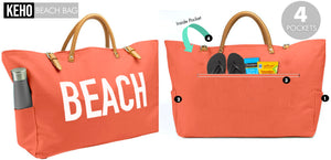 Keho Large Beach Bag "Short Handle Tote" - (Tangerine Sun)