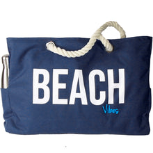 Load image into Gallery viewer, &quot;Beach Vibes&quot; - 100% Waterproof XXL Beach Bag with Rope Handles (Navy)