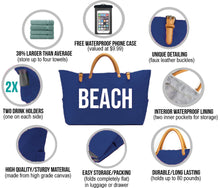 Load image into Gallery viewer, Keho Large Beach Bag &quot;Short Handle Tote&quot; - (Navy)